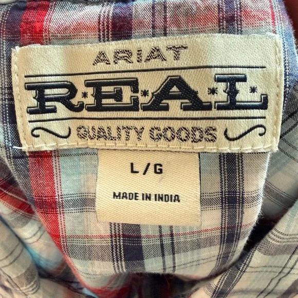 Ariat Women's Cowboy Western Style Plaid Short Sleeve Button up Shirt Size L - Picture 4 of 7